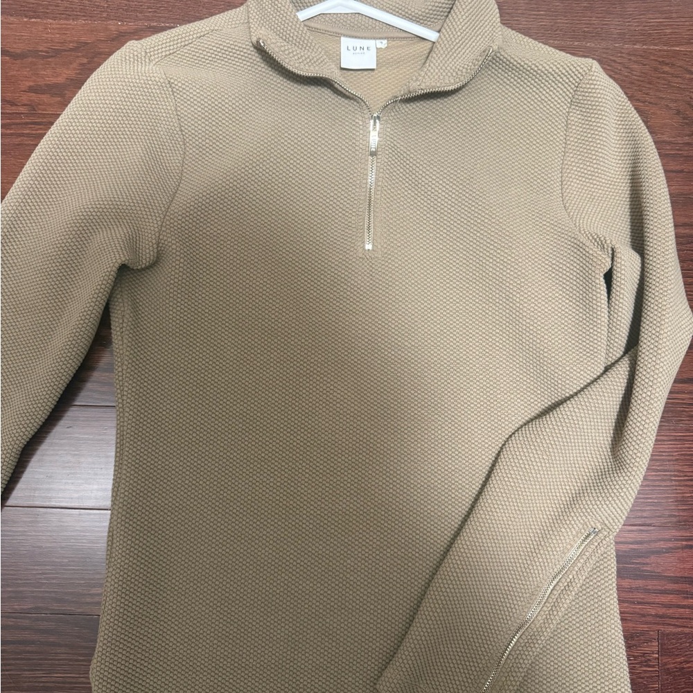 Luxe Tan Quarter-Zip Women's Sweatshirt